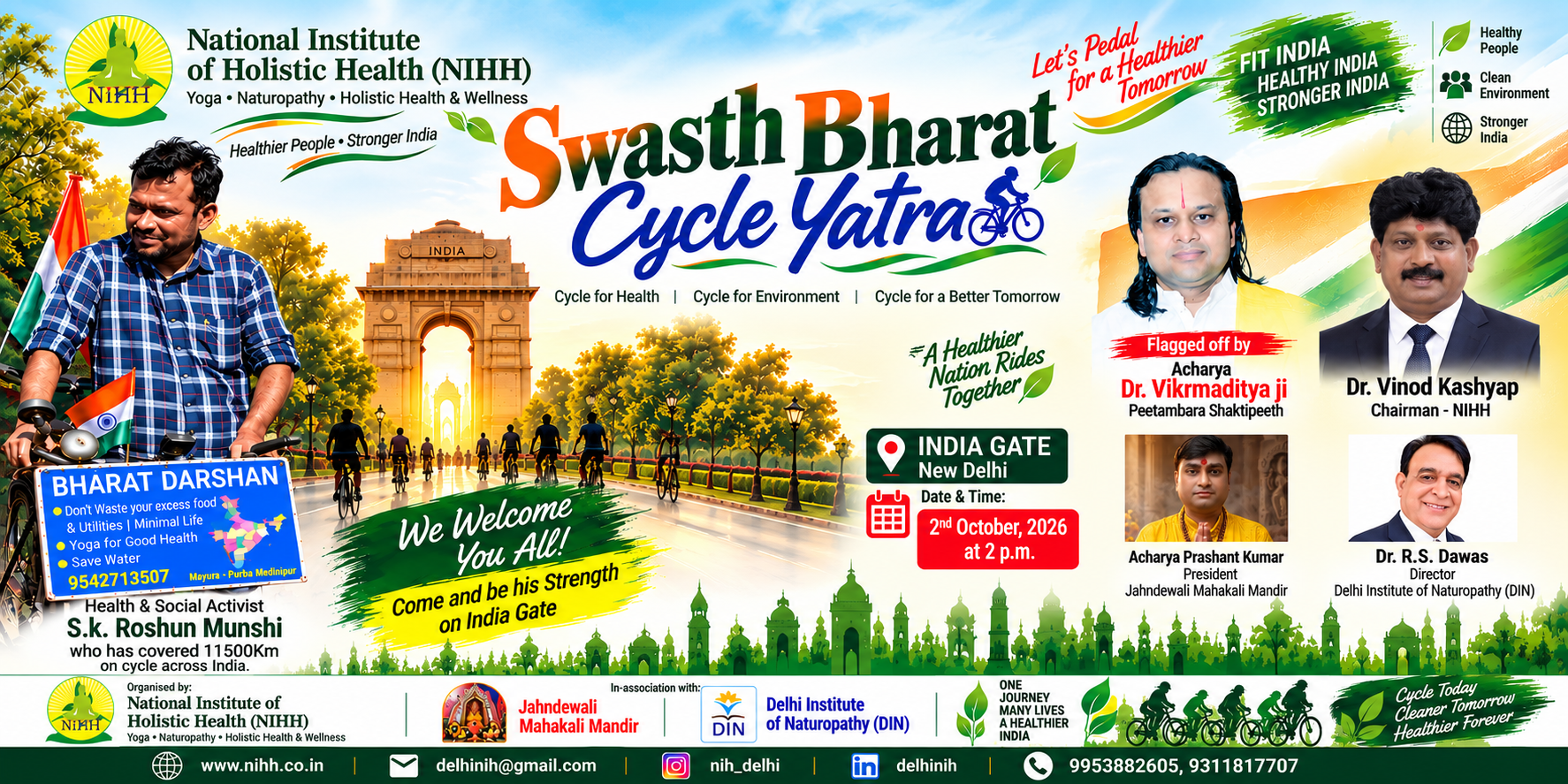 Swasth Bharat Cycle Yatra 2026 Flag-off at India Gate, New Delhi